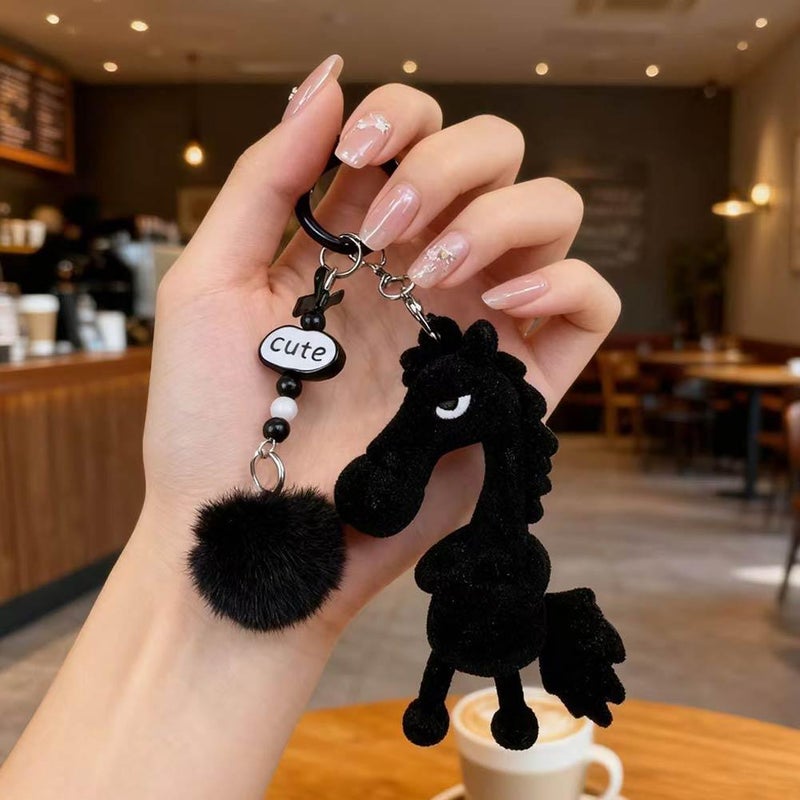 Chosen Black Horse Keychain 2026 Year of the Horse Keychain Pendant Mascot Cool Black Horse Doll Wholesale Factory